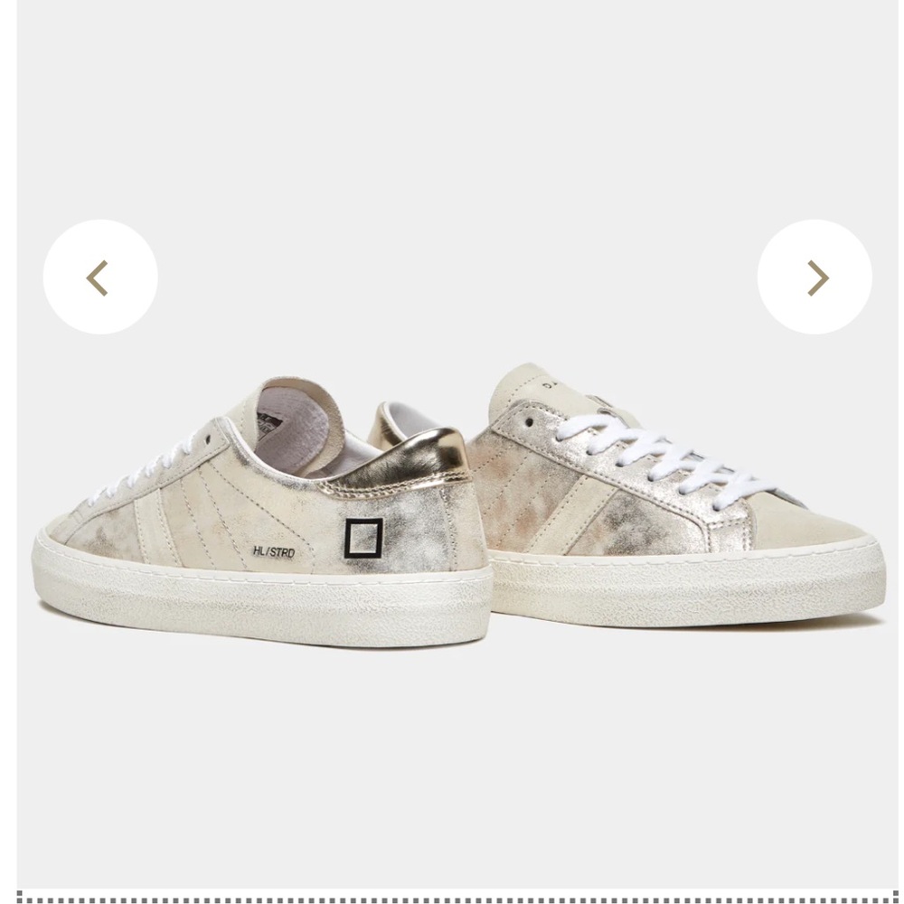 D.A.T.E. Hill Low Leather Trainers in Stardust Platinum size 7 US